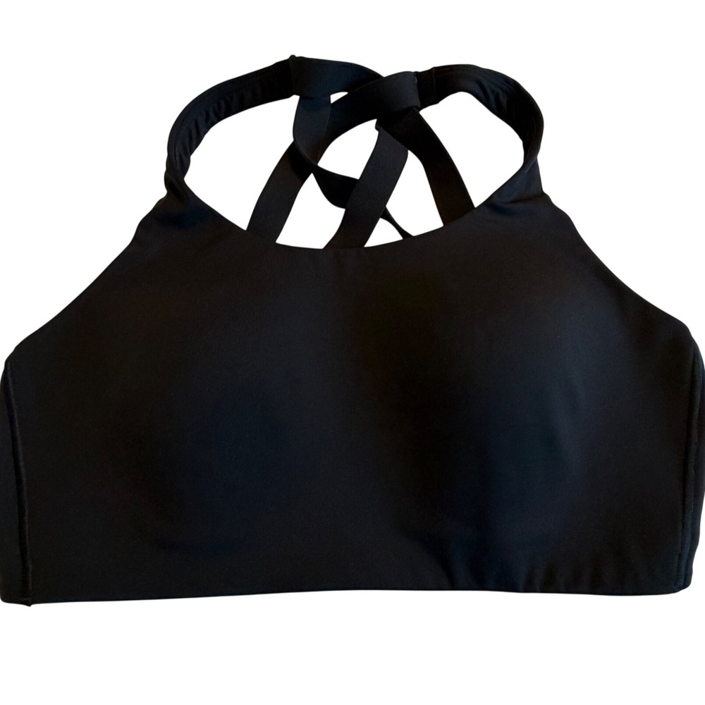 Lululemon Sports Bra Womens 34D Black Excellent Strappy High Neck High Support
